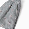 Cotton gingham shorts with floral print for girls, white/navy blue