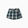 Cotton skort with check pattern B&S for girls, blue/green/beige