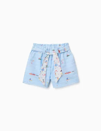 Cotton shorts with print Carolina Celas x Zippy for girls, light blue