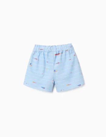 Cotton shorts with print Carolina Celas x Zippy for girls, light blue