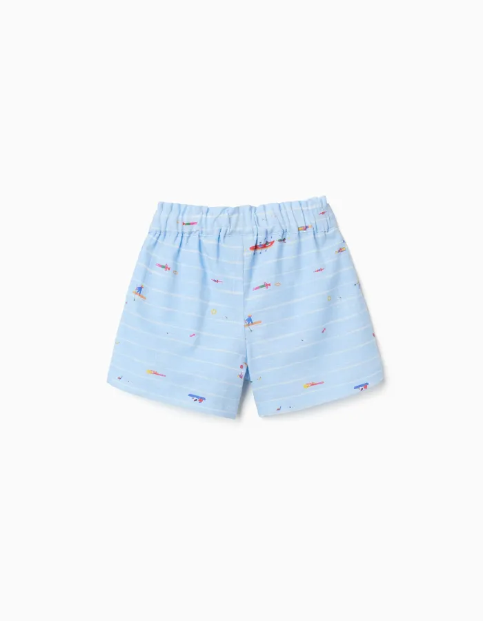 Cotton shorts with print Carolina Celas x Zippy for girls, light blue