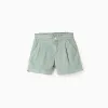 Corduroy Shorts with Ruffles for Girls, Aqua Green