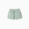 Corduroy Shorts with Ruffles for Girls, Aqua Green