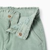 Corduroy Shorts with Ruffles for Girls, Aqua Green