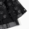 Layered tulle skirt with glittering pumpkin motif for girls, black