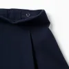Roma knit skirt with front and back pleats for girls, navy blue