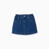 Denim skirt with 4 pockets for girls, dark blue