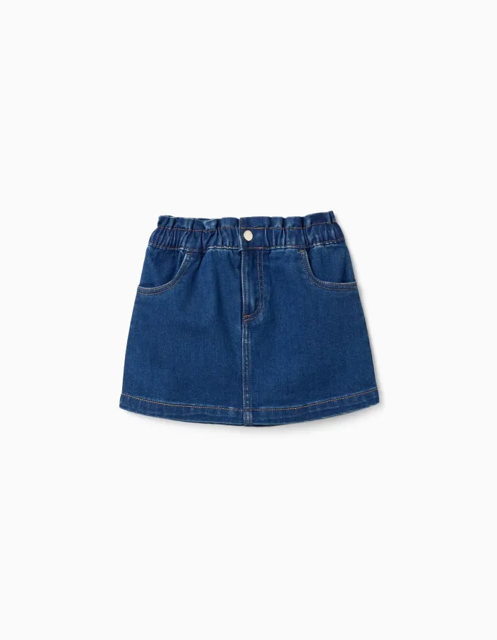 Denim skirt with 4 pockets for girls, dark blue