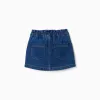 Denim skirt with 4 pockets for girls, dark blue
