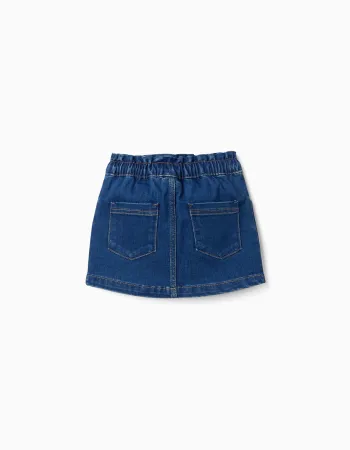 Denim skirt with 4 pockets for girls, dark blue