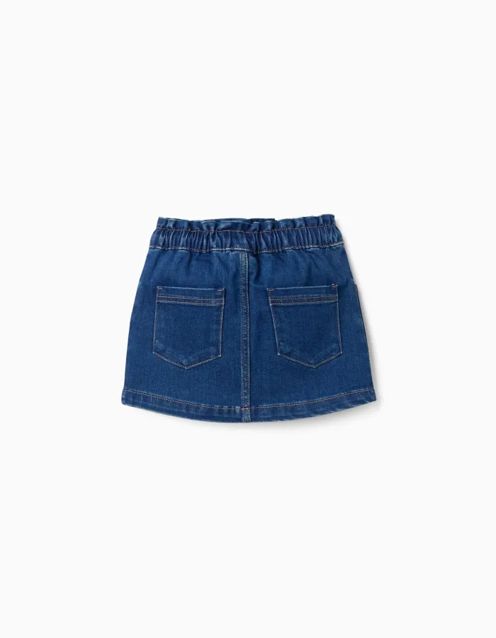 Denim skirt with 4 pockets for girls, dark blue
