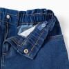 Denim skirt with 4 pockets for girls, dark blue