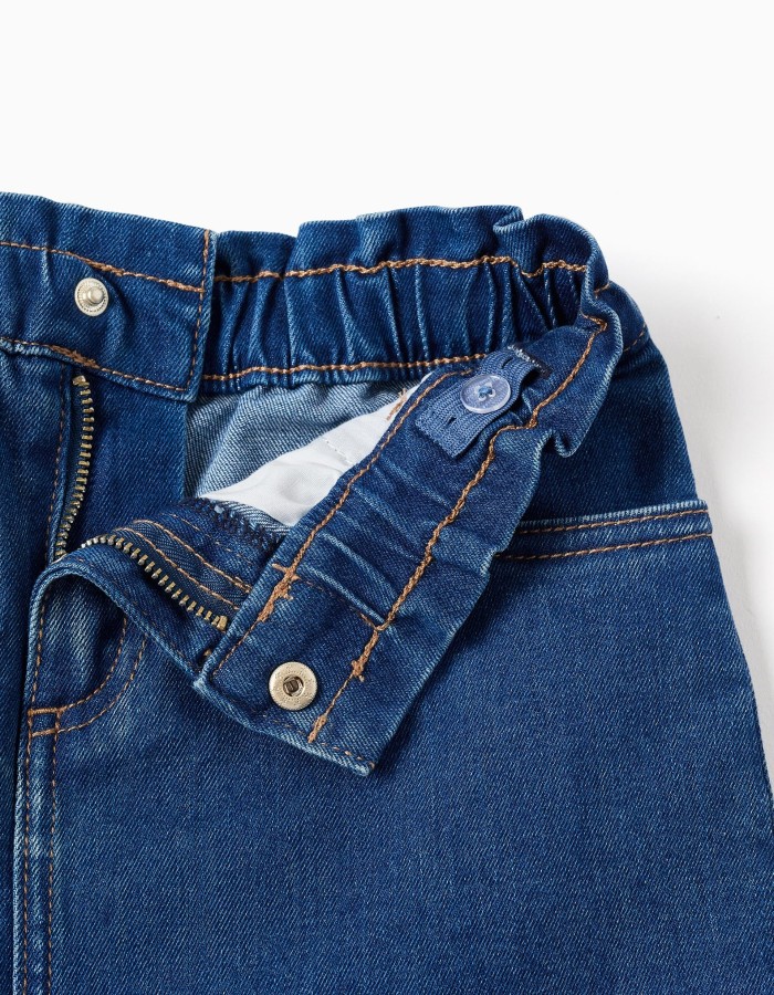 Denim skirt with 4 pockets for girls, dark blue