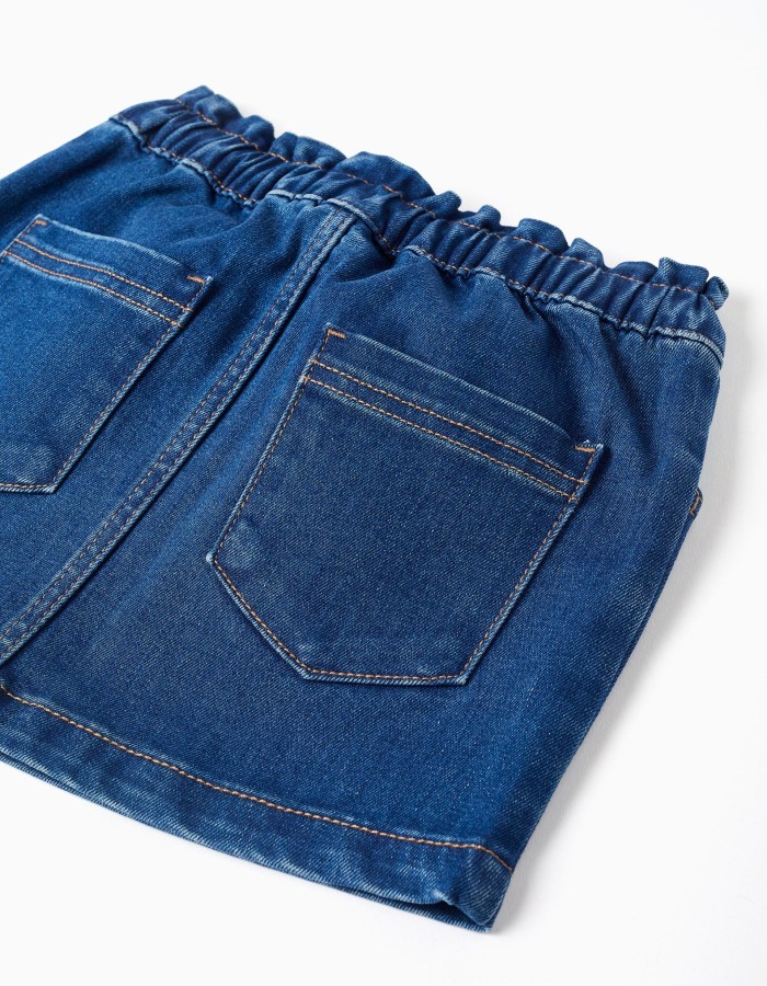 Denim skirt with 4 pockets for girls, dark blue
