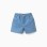 Denim shorts with paperbag waistband for girls, light blue