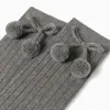 Knee-High Socks with Bow & Pompom