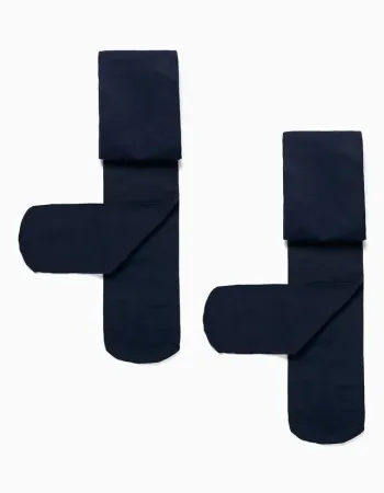 2 Pack of 40 Den Microfiber Tights for Girls, Dark Blue