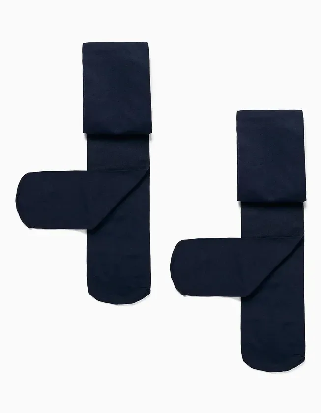 2 Pack of 40 Den Microfiber Tights for Girls, Dark Blue