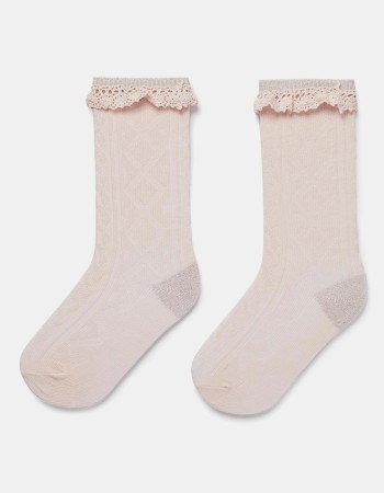 Girls Knee-High Socks with Lace Detail