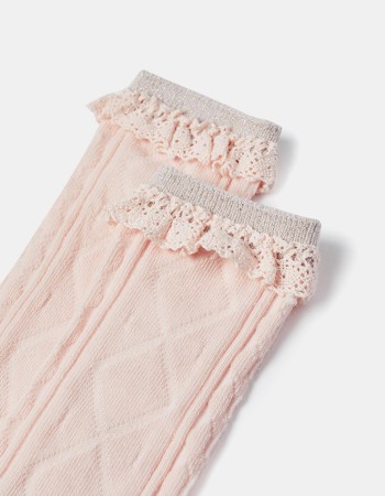Girls Knee-High Socks with Lace Detail