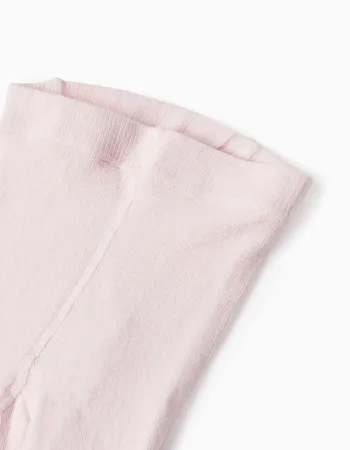 Plain knitted tights with anti-pilling for girls, light pink