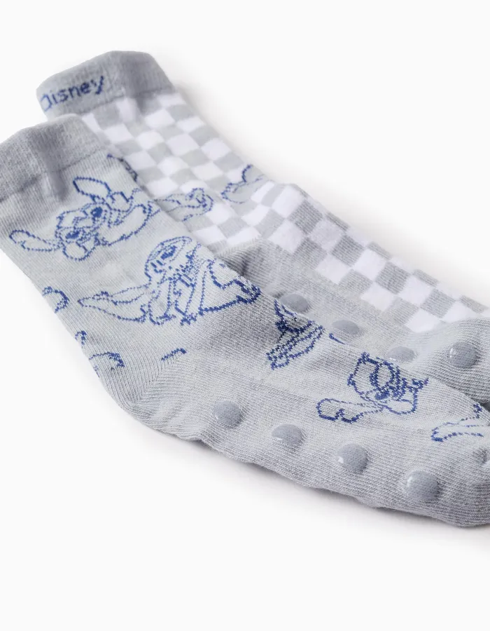 Pack 2 Pairs of Non-Slip Socks for Girls 'Stitch', Blue
