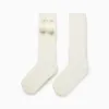 High Socks with Pompons for Girls, White