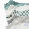 Pack of 5 Pairs of Ankle Socks with Lurex Threads for Girls, Grey/White/Green