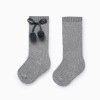 High Socks with Pompons for Girls, Grey