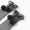 High Socks with Pompons for Girls, Grey