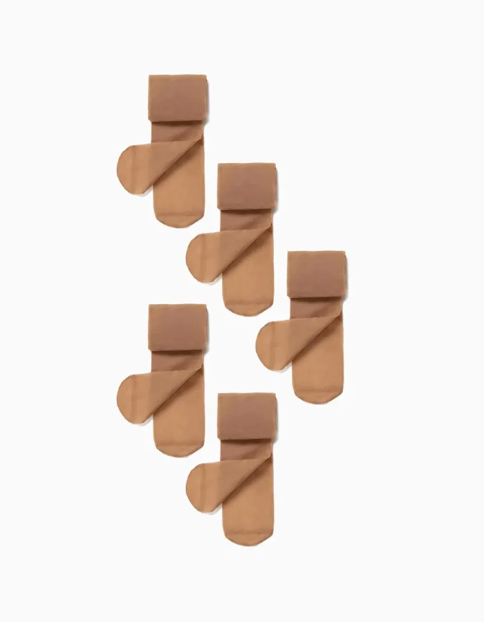 Pack of 5 Microfiber Tights for Girls, Sheer