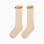 Ribbed High Socks with Crochet for Girls, Beige