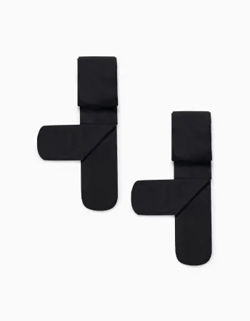 Pack of 2 40Den Microfiber Tights for Girls, Black