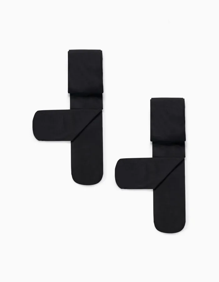 Pack of 2 40Den Microfiber Tights for Girls, Black