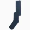 Anti-pilling ribbed knitted tights for girls, dark blue