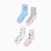 Pack of 4 socks with Stitch for girls, blue/grey/white/pink