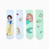 Pack of 2 non-slip socks with Princesses print for girls, blue/green