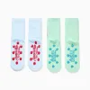 Pack of 2 non-slip socks with Princesses print for girls, blue/green