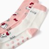 Pack of 2 non-slip socks with Hello Kitty prints for girls, pink/white