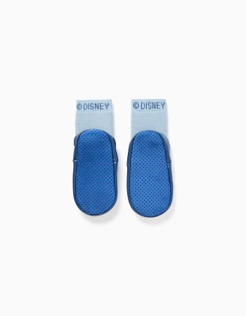 Slipper-socks with non-slip sole and Stitch for babies and girls, blue