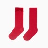 Ribbed knee-high socks with velvet bow for girls, red