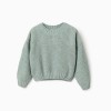 Chenille knit jumper with dropped shoulders for girls, light green