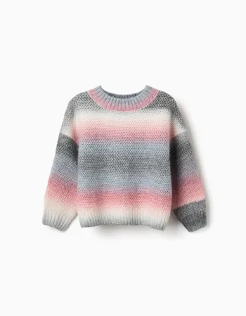 Thick knit jumper with gradient effect for girls, multicolour