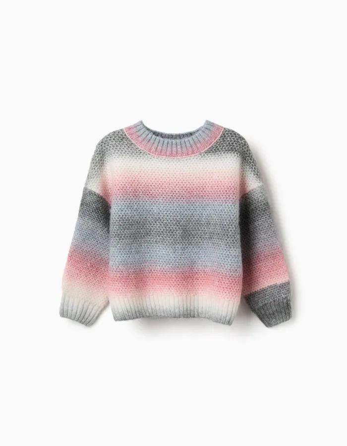 Thick knit jumper with gradient effect for girls, multicolour