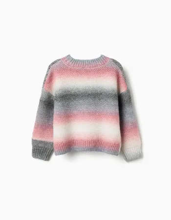 Thick knit jumper with gradient effect for girls, multicolour