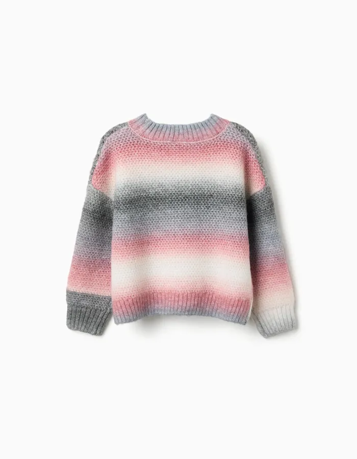 Thick knit jumper with gradient effect for girls, multicolour