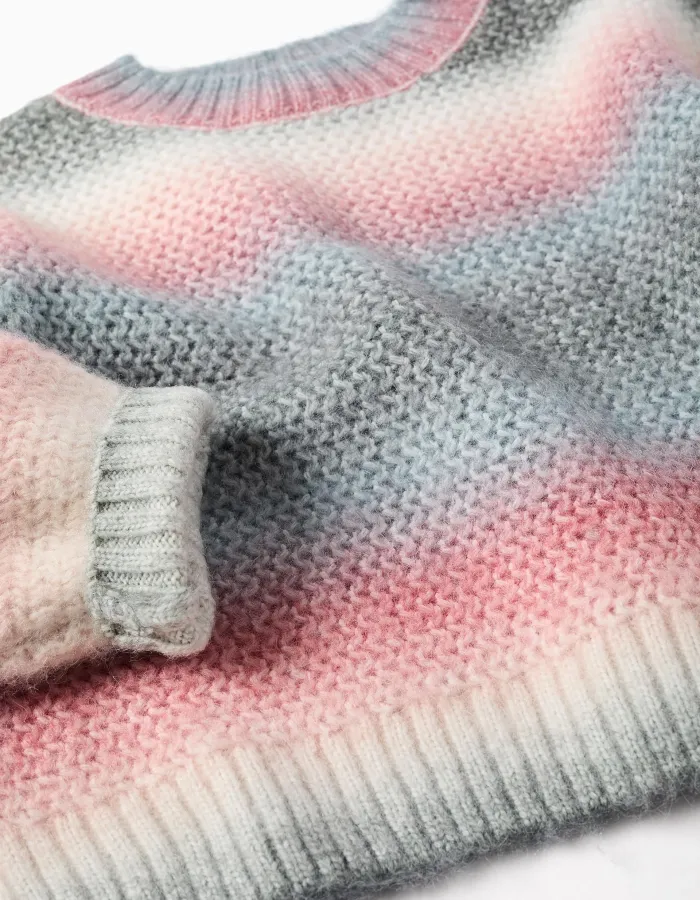 Thick knit jumper with gradient effect for girls, multicolour