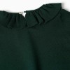 Knitted jumper with ruffled collar for girls, dark green