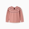 Knitted jumper with jacquard pattern for girls, dusty pink