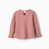 Knitted jumper with jacquard heart for girls, pink/white